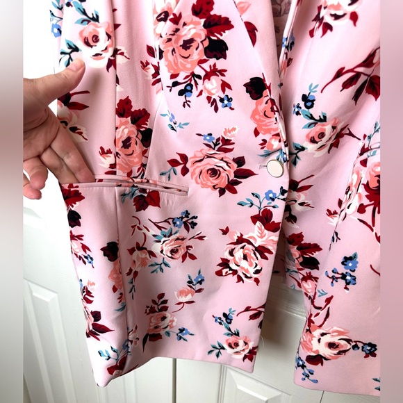 New LANE BRYANT Pink Floral Blazer Colorful Workwear White Green Red Blue Crepe - Picture 5 of 12